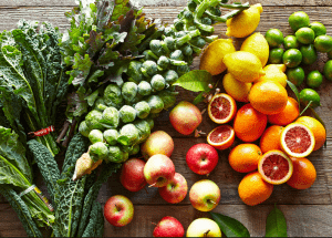 a group of fruits and vegetables on a wood surface Healthy Weight Loss Diets Ladywood